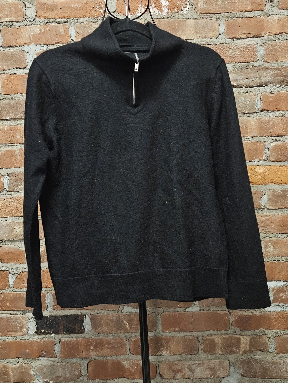 Magaschoni Black 98% Wool 1/4 Zip Men's Sweater